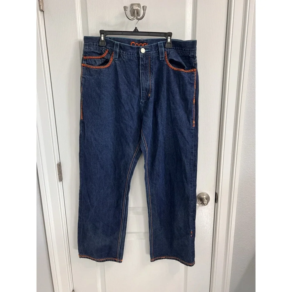Coogi Jeans Mens 38x34 Blue Denim Y2K Embroidered Deer Baggy Streetwear Casual